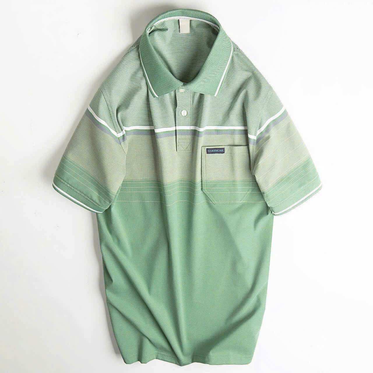 Middle-Aged Men's Short-Sleeved Polo Shirt Big Size 3XL 100kg Striped Cotton Fabric with Wide Collar, T-Shirt for Older Men - 7