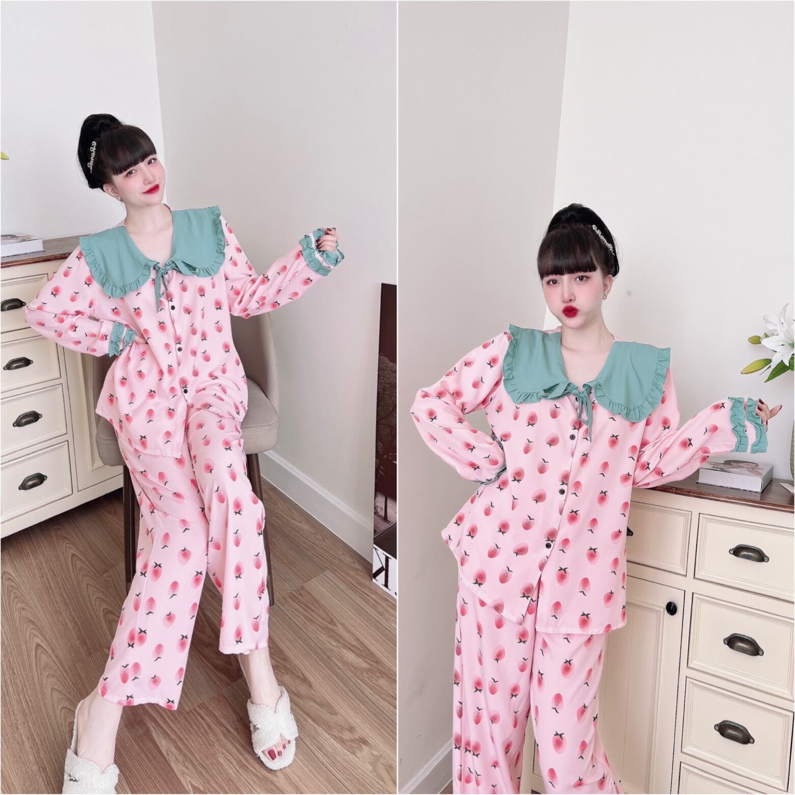 (50-110kg) Đồ Bộ Lụa Bigsize Phối Hoạ Tiết cực xinh