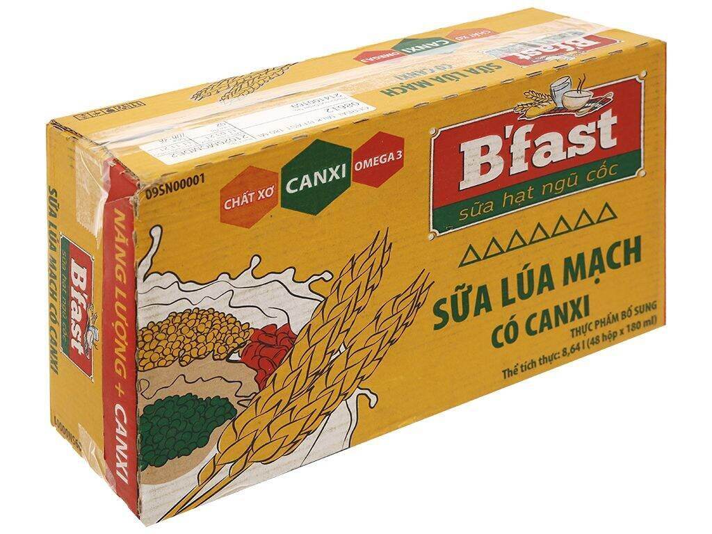 Sữa lúa mạch B fast thơm ngon đậm vị 1 thùng 48 hộp x 180ml DATE MỚI