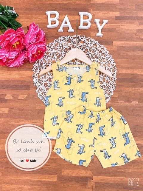 Đồ bộ sát nách lanh lụa mặc nhà bé trai bé gái