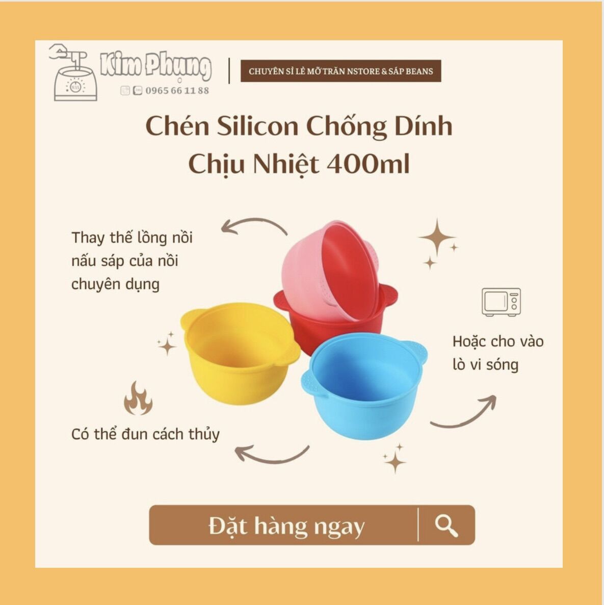 Chén silicon chống dính chịu nhiệt nấu sáp wax