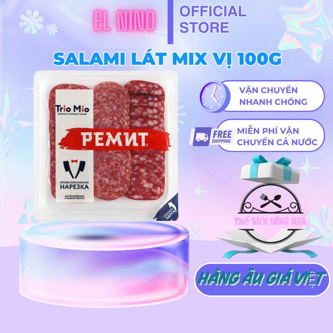 Salami Lát Mix 3 Vị Triomio Nga 100g - Đồ Nhắm Bia Tiện Lợi, Thơm Ngon