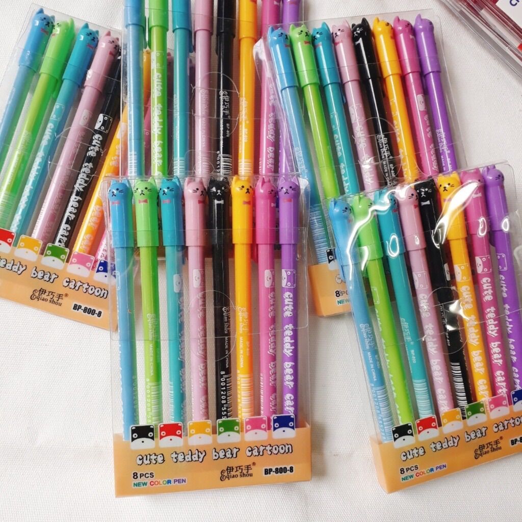 Set 8 cây bút mực hình mèo dễ thương (8 màu mực khác nhau)
