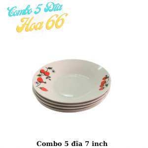 Combo bộ 5 đĩa hoa gốm sứ 17.5cm, dĩa hoa gốm sứ 7 inch