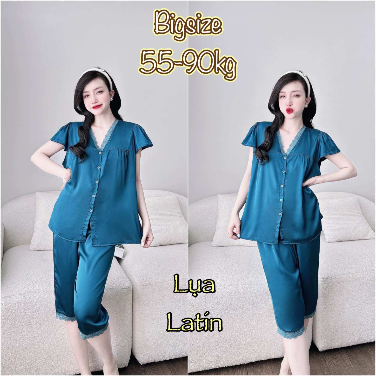 Đồ bộ Bigsize Lụa Latin cao cấp - Form Lửng