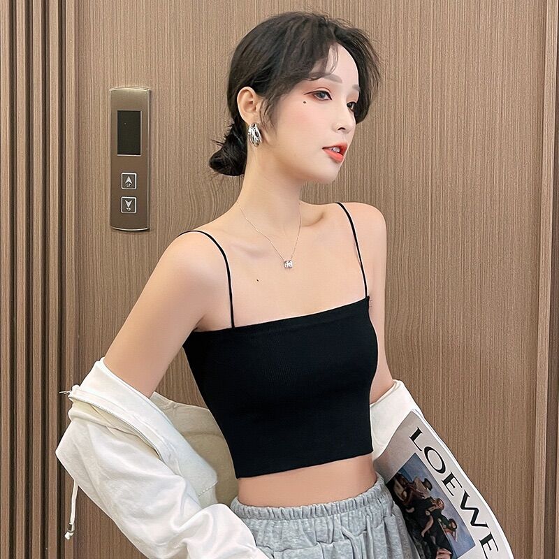 [HCM]ÁO HAI DÂY TRƠN SỢI BÚN CROPTOP