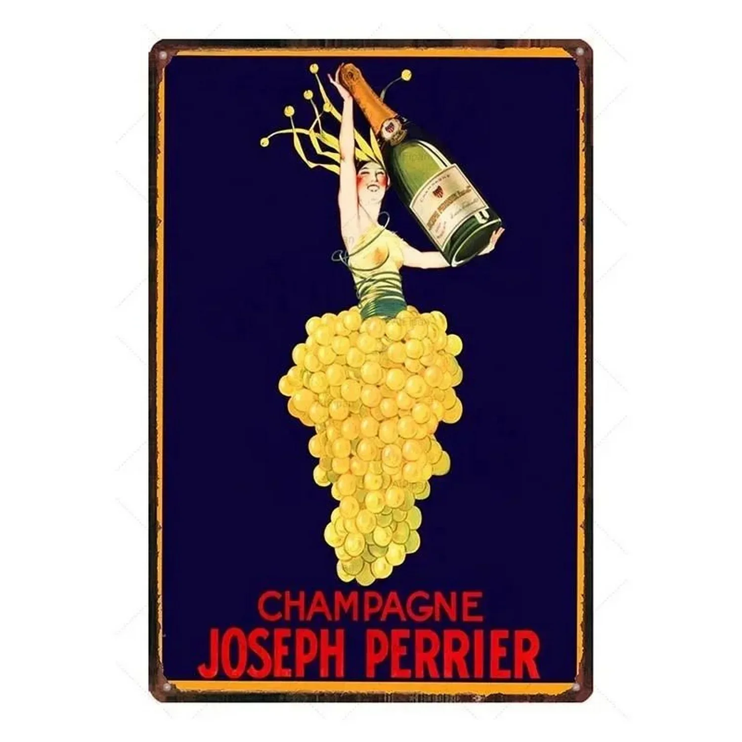 Vintage Champagne Kim Loại Tín Hiệu Cinzano Nghệ Thuật Poster Sắt Tranh Treo Tường Trang Trí Mảng Bám Cho Người Động Nhà Cafe Vườn Câu Lạc Bộ thanh