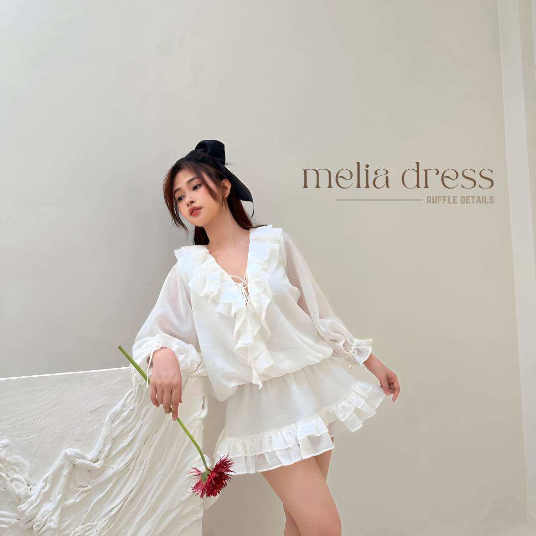 Soda pop - melia dress - đầm trắng phối bèo sang trọng