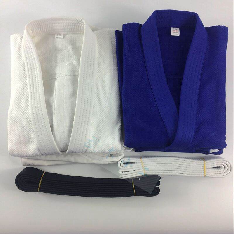 Trang Phục Judo, Trang Phục Luyện Tập, Trang Phục Đạo Sĩ Màu Trắng Xanh Lam Vân Tre Cotton, Mẫu Trẻ Em Người Lớn Nhu Thuật