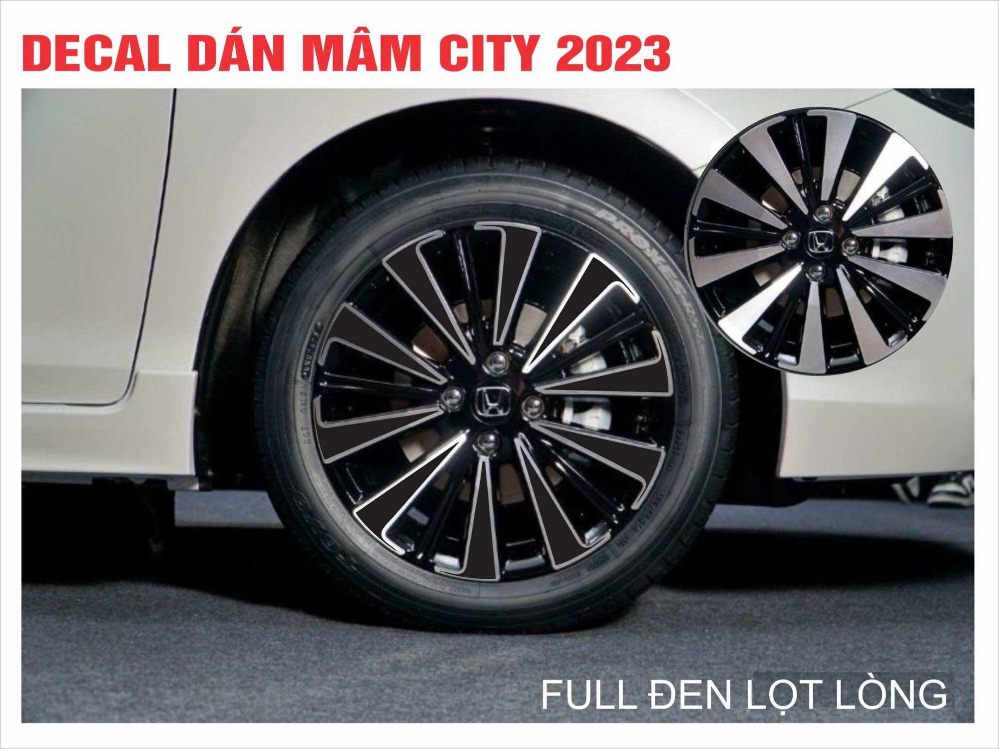 Decal dán mâm Honda City 2023 - Tem dán mâm- Decal dán lazang