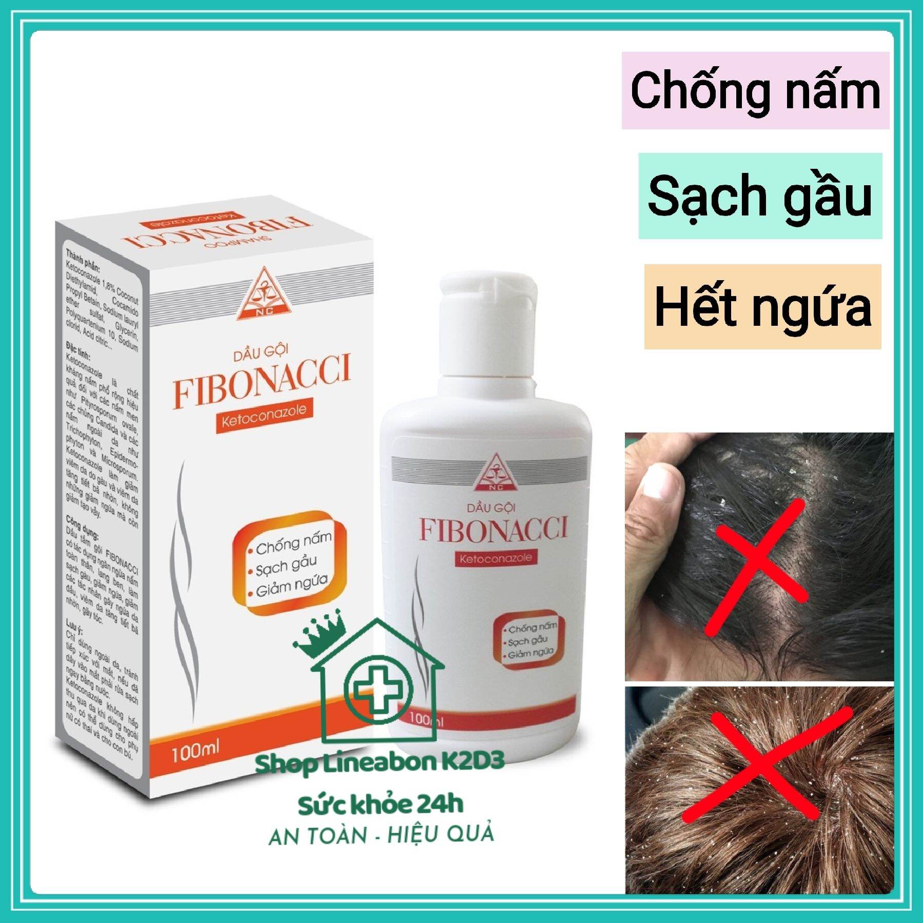 Fibonacci Dầu Gội Đầu sạch Gàu, hết Ngứa, chống nấm hiệu quả chai 100ml