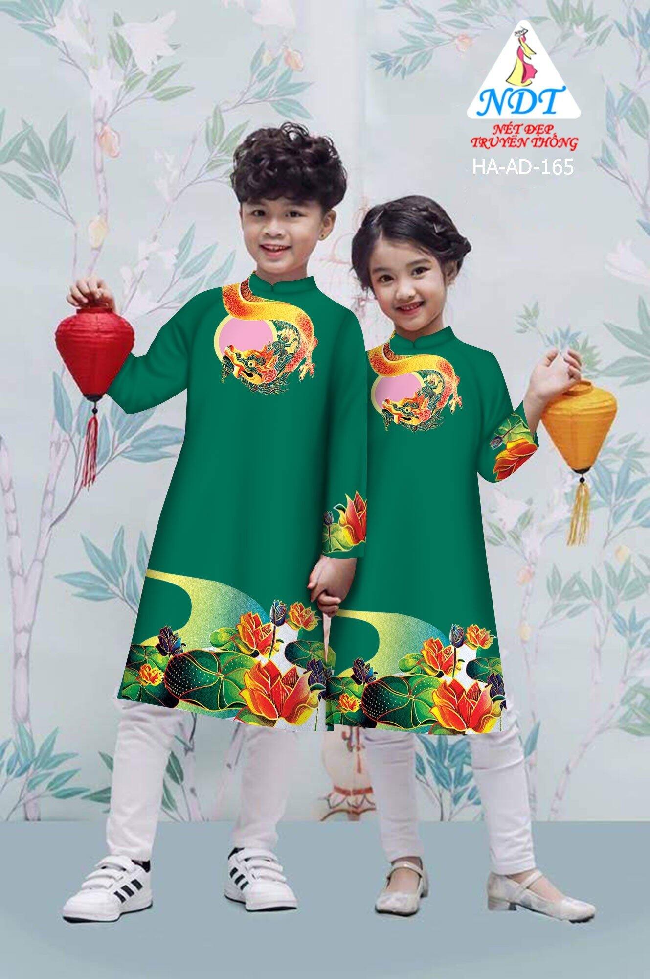 áo dài cách tân rồng hoa sen