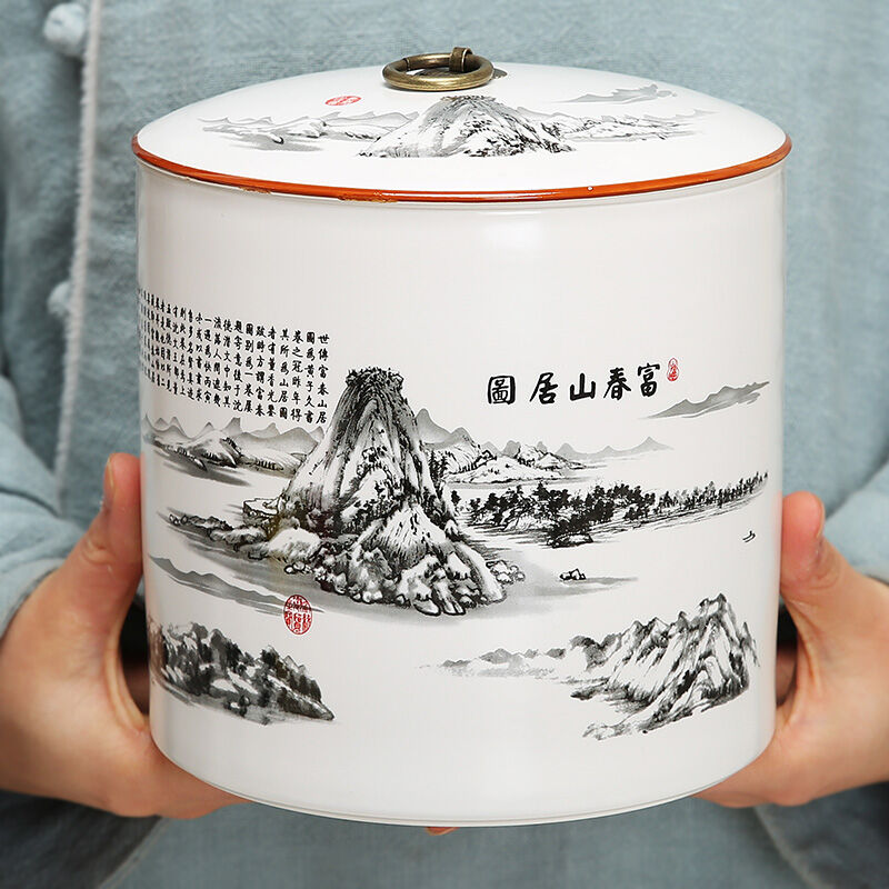 Bình trà cỡ lớn bình kín gốm sứ hộp đựng trà hộp đựng trà gia dụng đựng 1kg trà trắng bình đựng trà phổ nhĩ long tỉnh