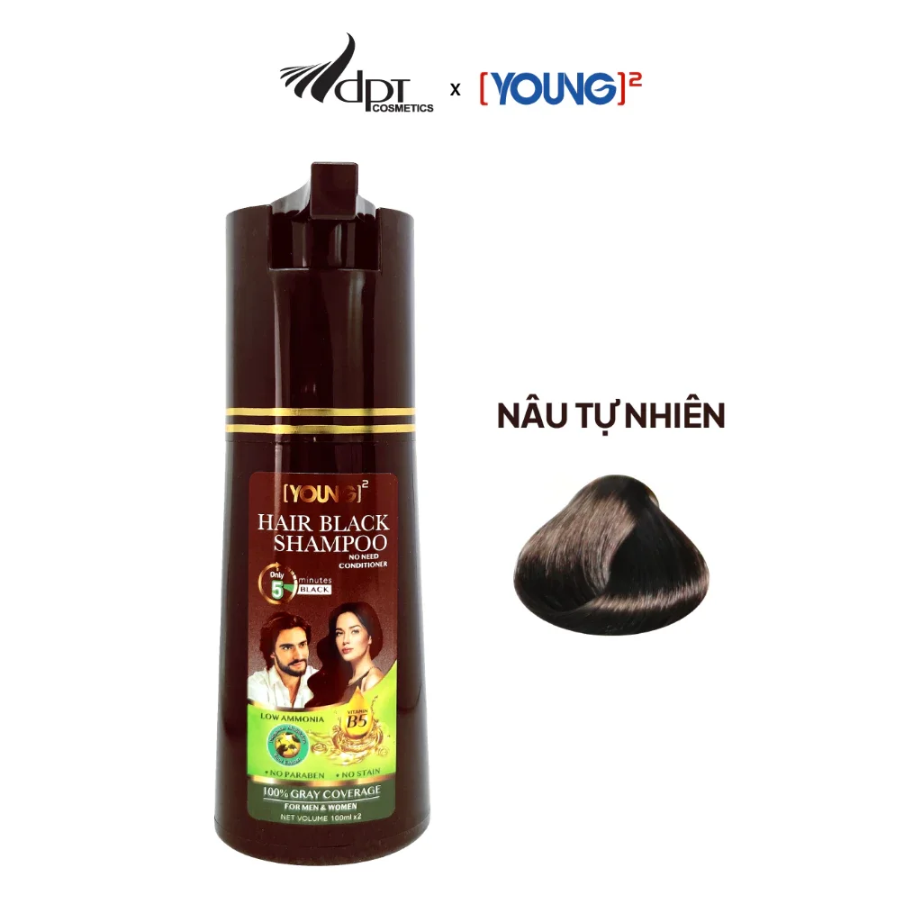Dầu gội nhuộm nâu phủ bạc hà thủ ô Young 200ml