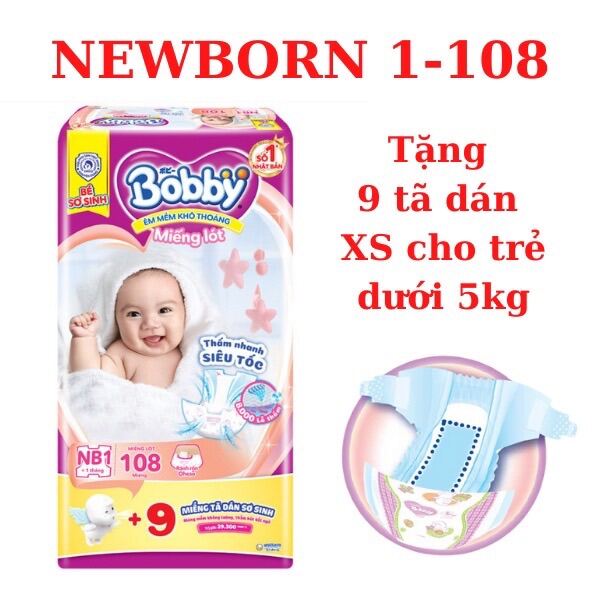 Miếng lót sơ sinh Bobby newborn 1 108 miếng newborn 2 60 miếng