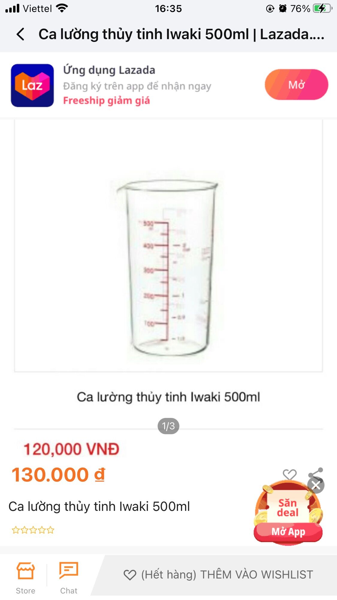 Ca lường thủy tinh Iwaki 500ml