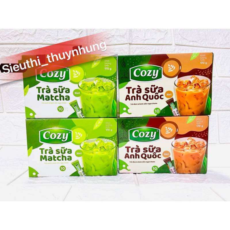 Trà sữa cozy trà sữa matcha - trà sữa anh quốc hộp 10 gói hoà tan 170g