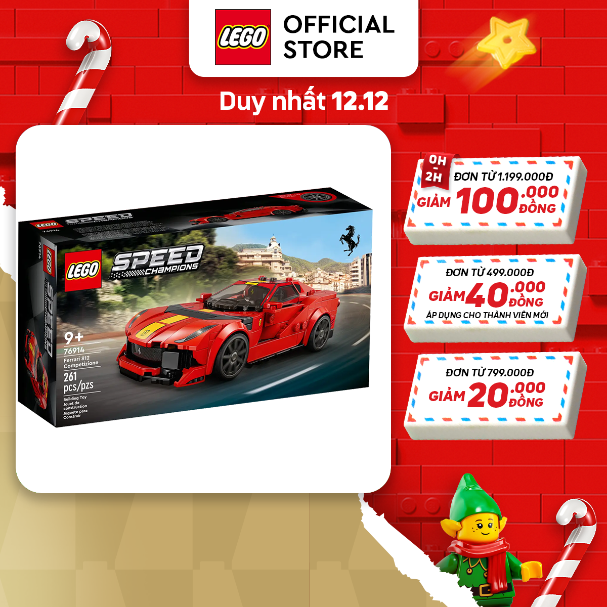 LEGO SPEED CHAMPIONS 76914 Đồ chơi lắp ráp Siêu Xe Ferrari 812 (261 chi tiết)