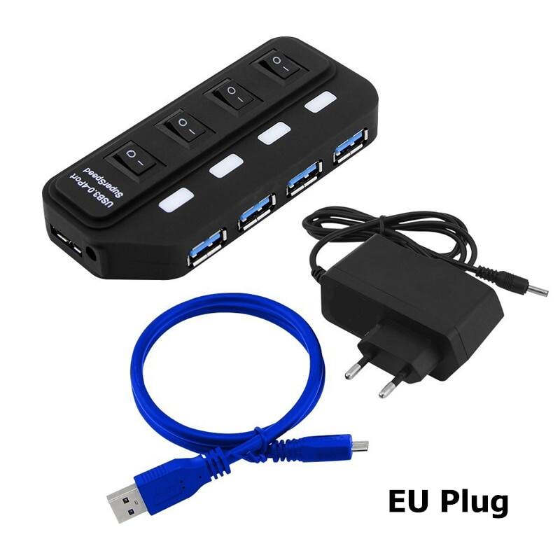 Usb 3.0 đa bộ chia hub 4/7 cổng tốc độ cao 5gbps có công tắc bật tắt bộ chuyển đổi nguồn điện cho macbook pro air laptop phụ kiện máy tính