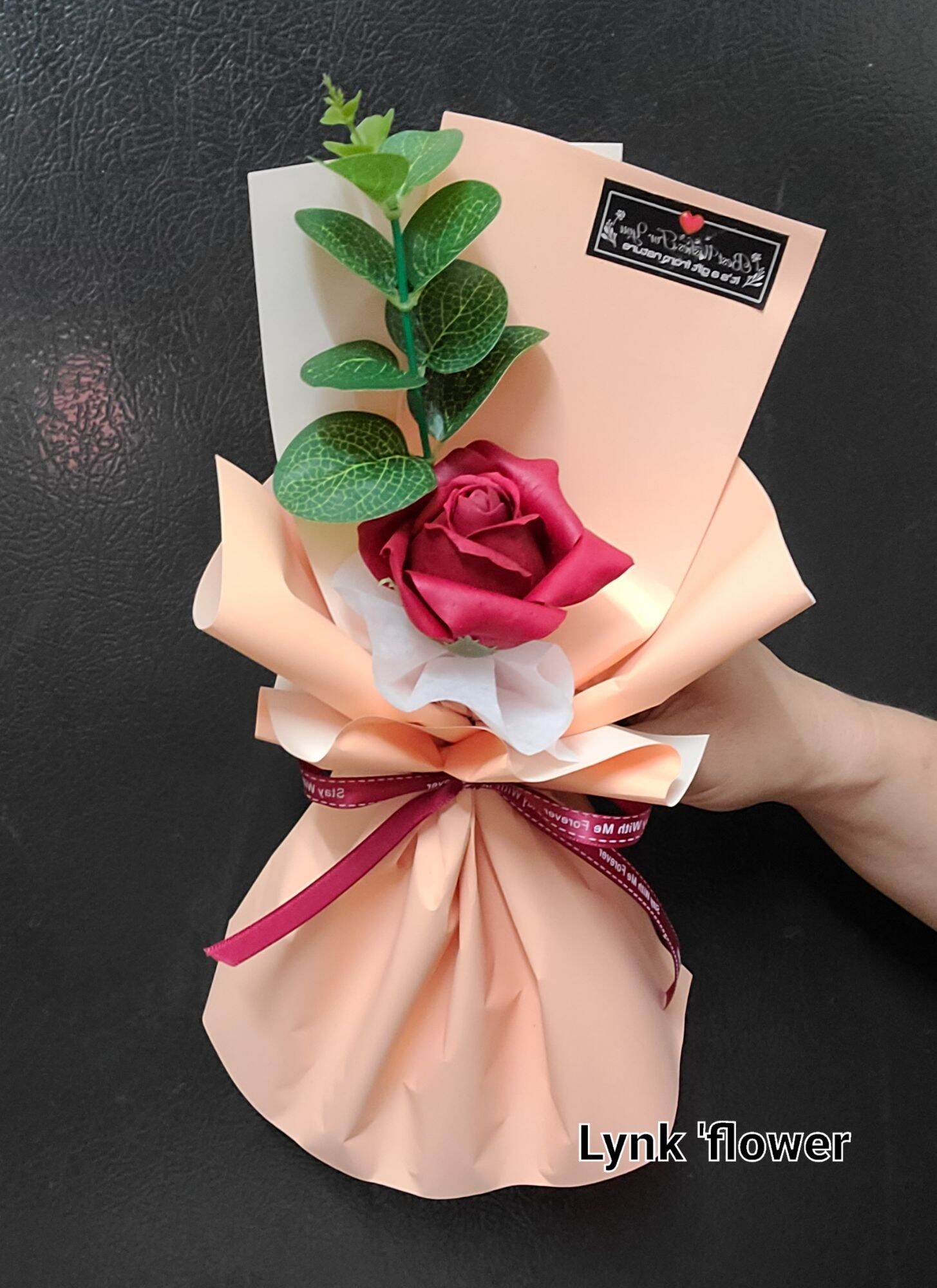 Hoa hồng sáp thơm vĩnh cửu bó 1 bông kèm túi