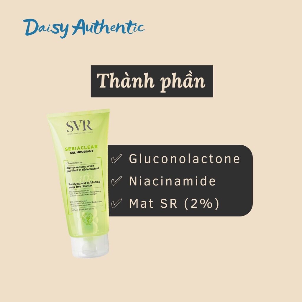 Sữa Rửa Mặt SVR Sebiaclear GEL MOUSSANT cho Da Dầu Mụn 200ml