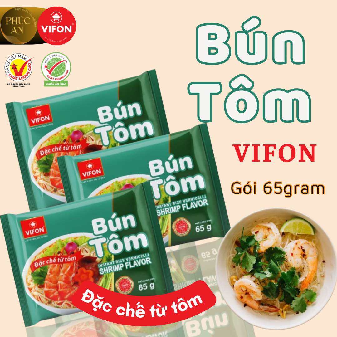 Thùng 30 gói Bún tôm VIFON 65g Instant rice vermicelli shrimp flavor nước