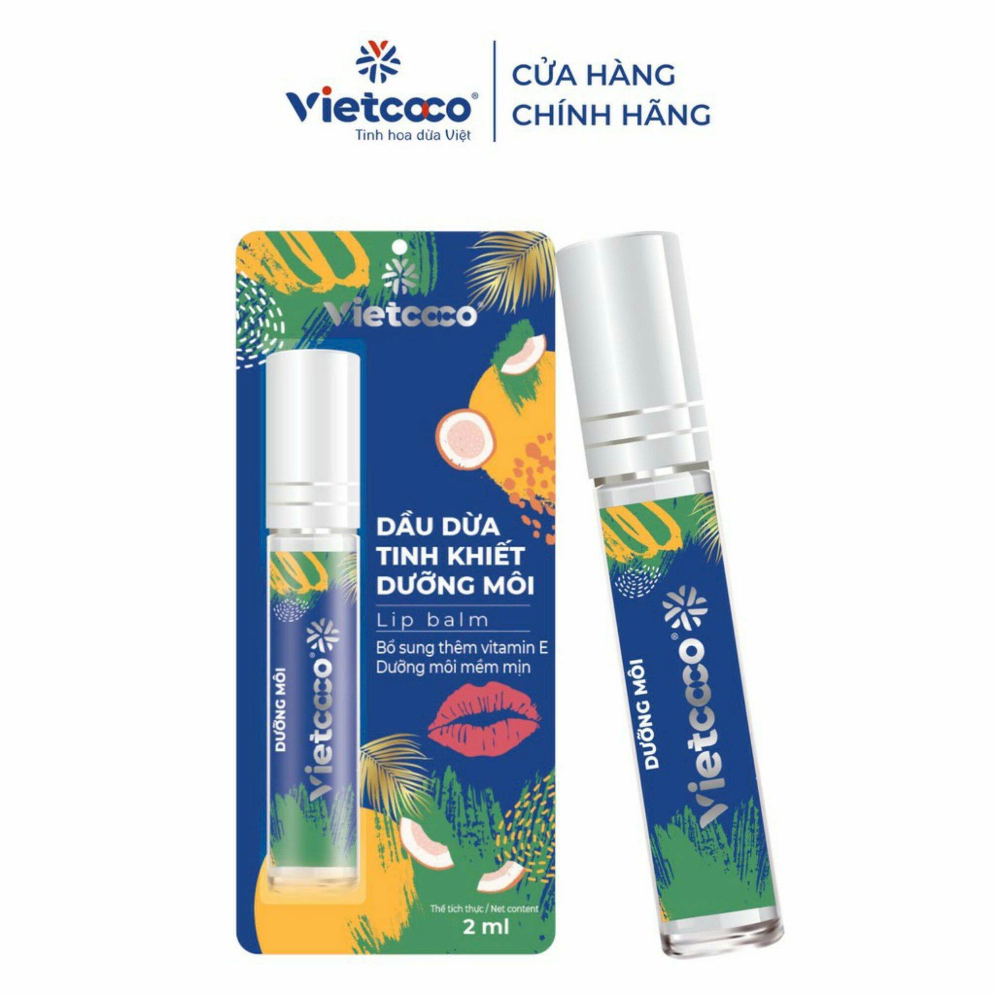 Dầu dừa tinh khiết dưỡng môi vietcoco 2ml, Date mới