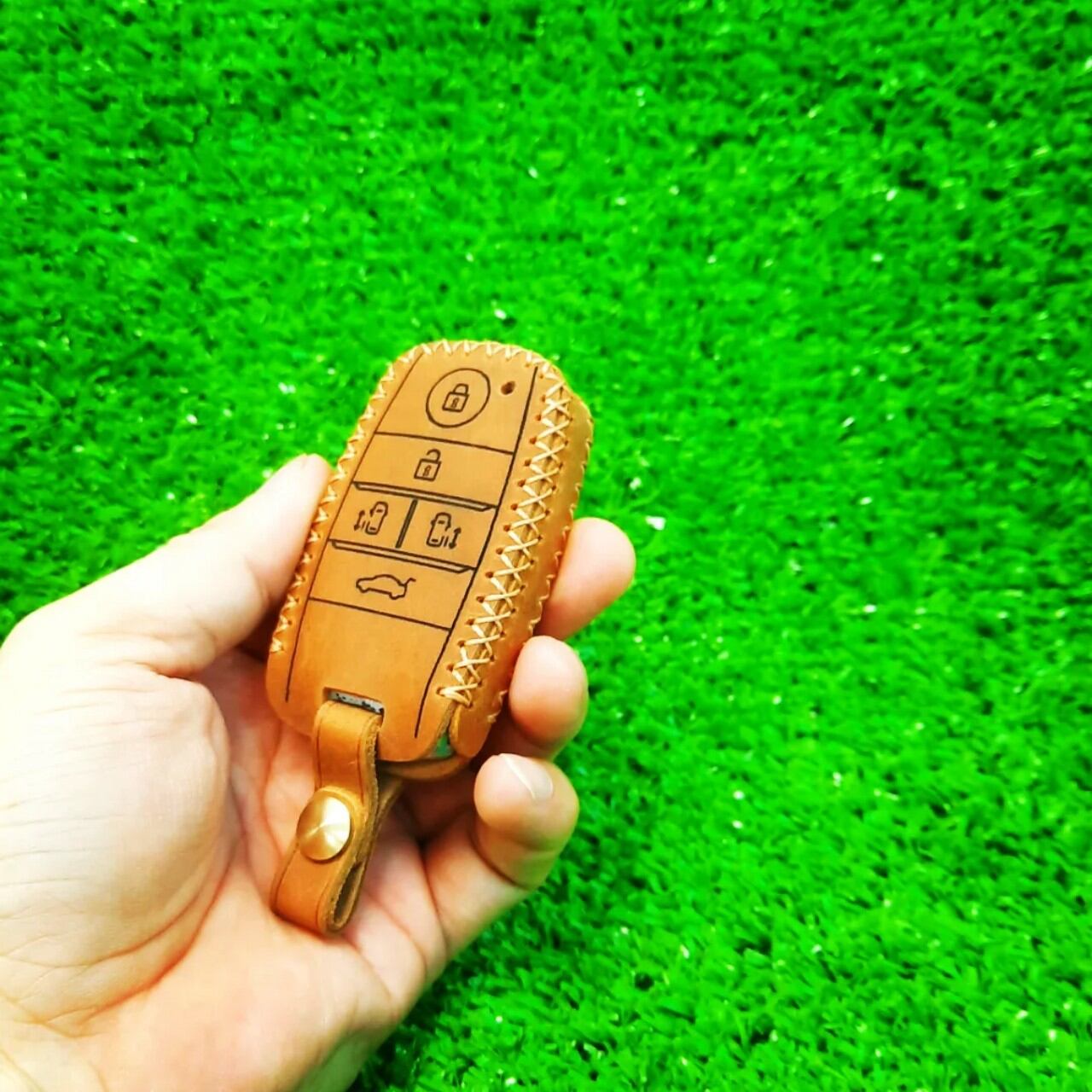 Bao da chìa khoá Kia Sedona handmade da thật