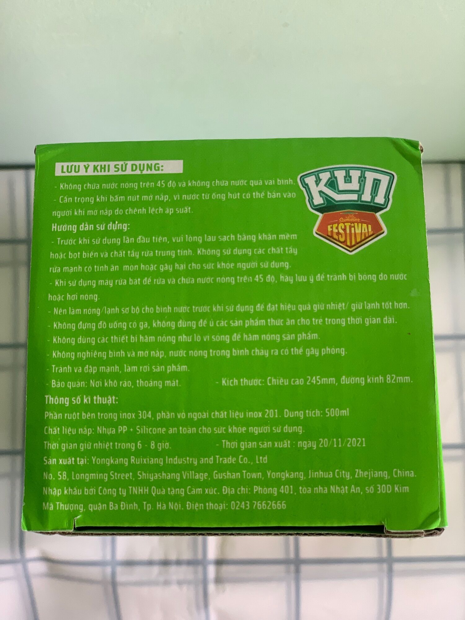 Bình nước giữ nhiệt Kun 500ml