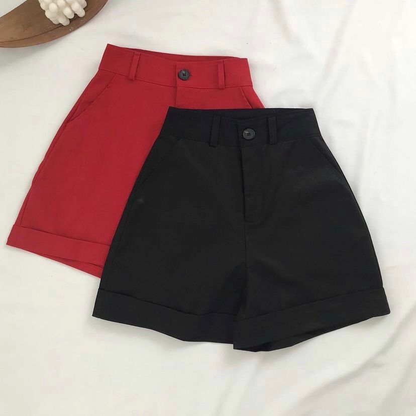 Quần Short Kaki Cạp Cao Nữ Form Rộng