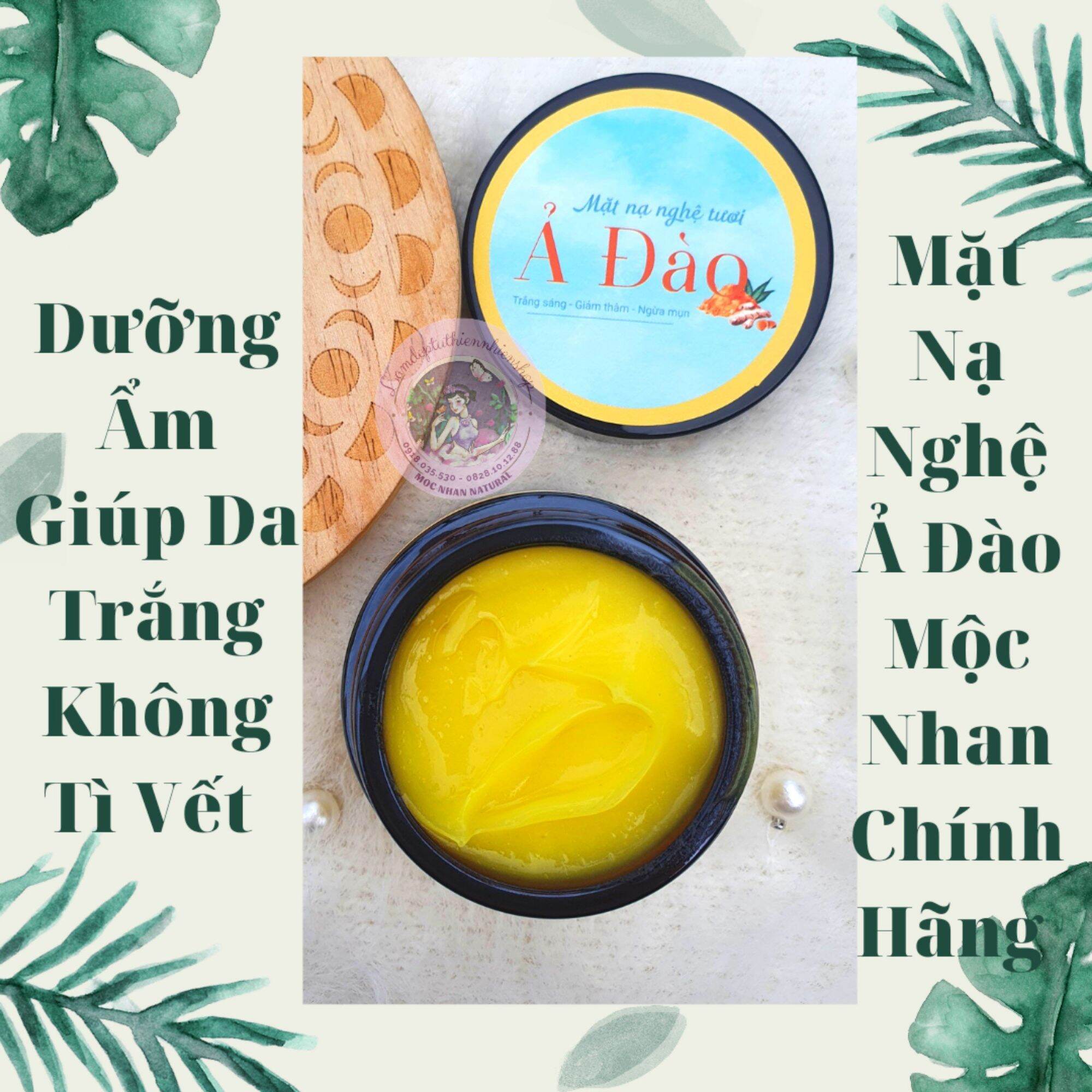 Mặt Nạ Nghệ Tươi Ả Đào Mộc Nhan - Giảm Mụn Thâm Nám Liền Sẹo Trắng Hồng 50Gr [Tặng Cọ Silicon]