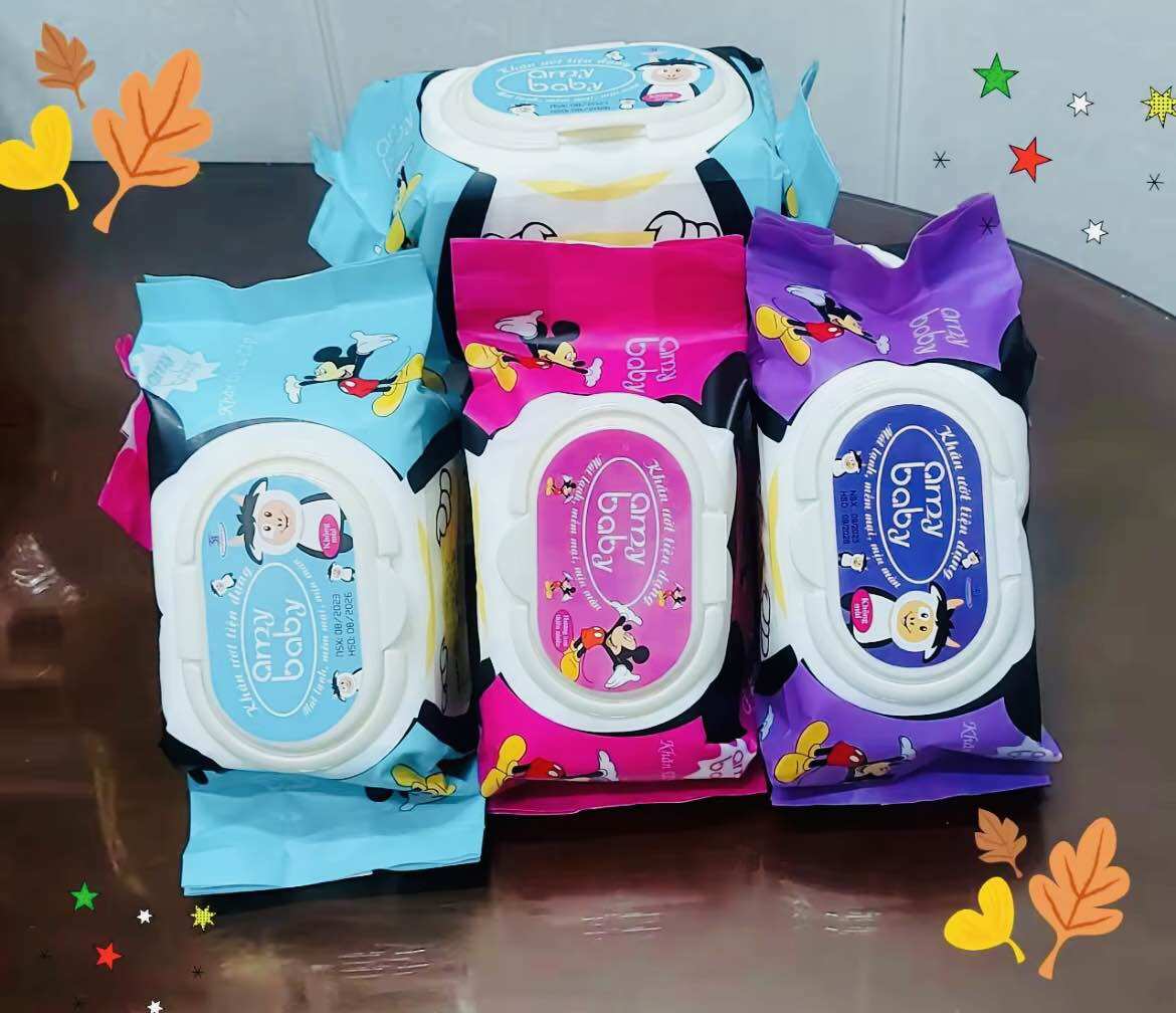 [Lớn]Thùng 10 khăn ướt Amybaby chuyên dụng cho bé chống hâm-kháng khuẩn -không mùi Loại Lớn 185/650Gr