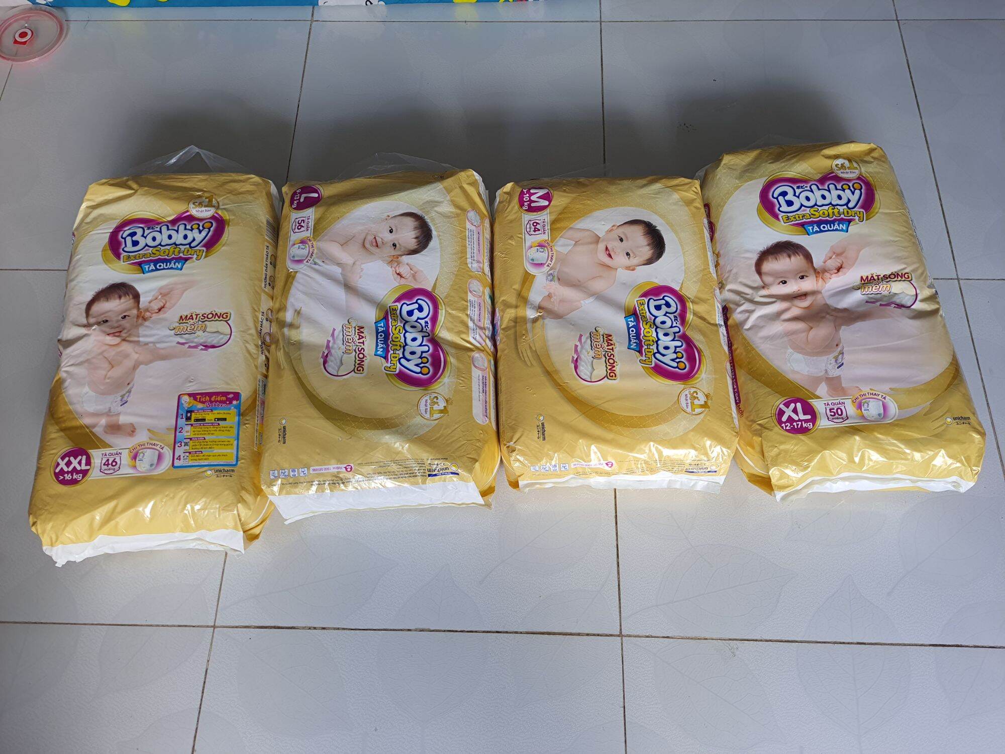 Tã quần bobby cao cấp extra soft dry m64/l56/xl50/xxl46