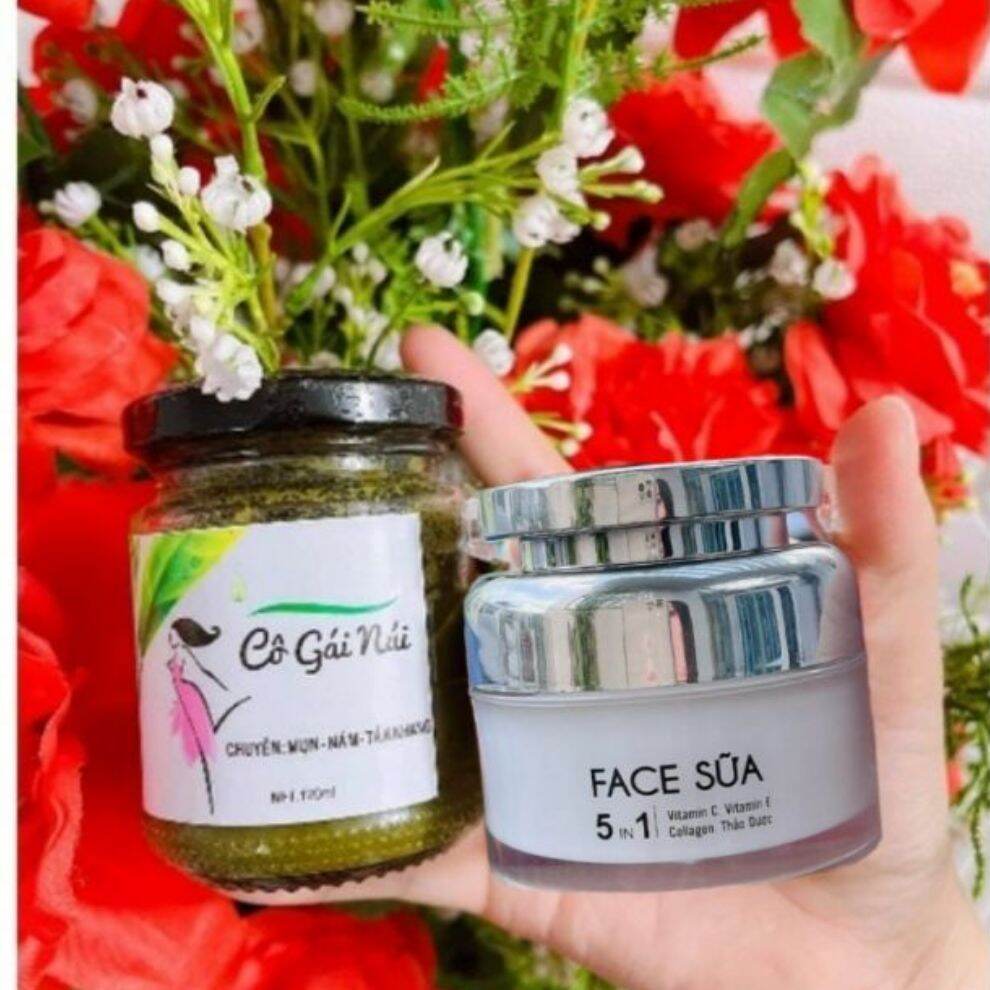 Combo kem face sữa 5 in 1 - mặt nạ cao lá rừng tươi