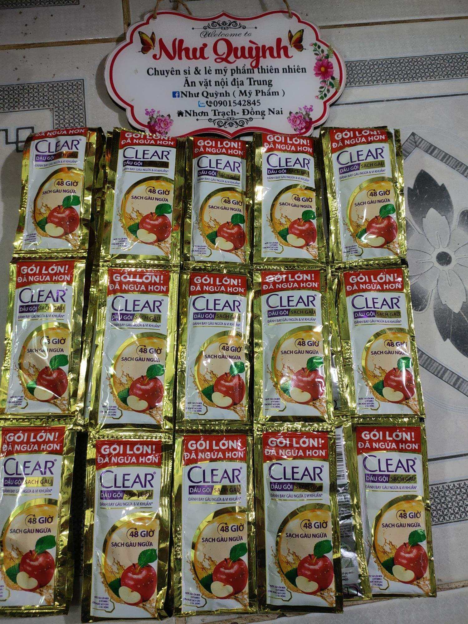 1 dây dầu gội clear táo 48h sạch gầu ngứa 10 gói