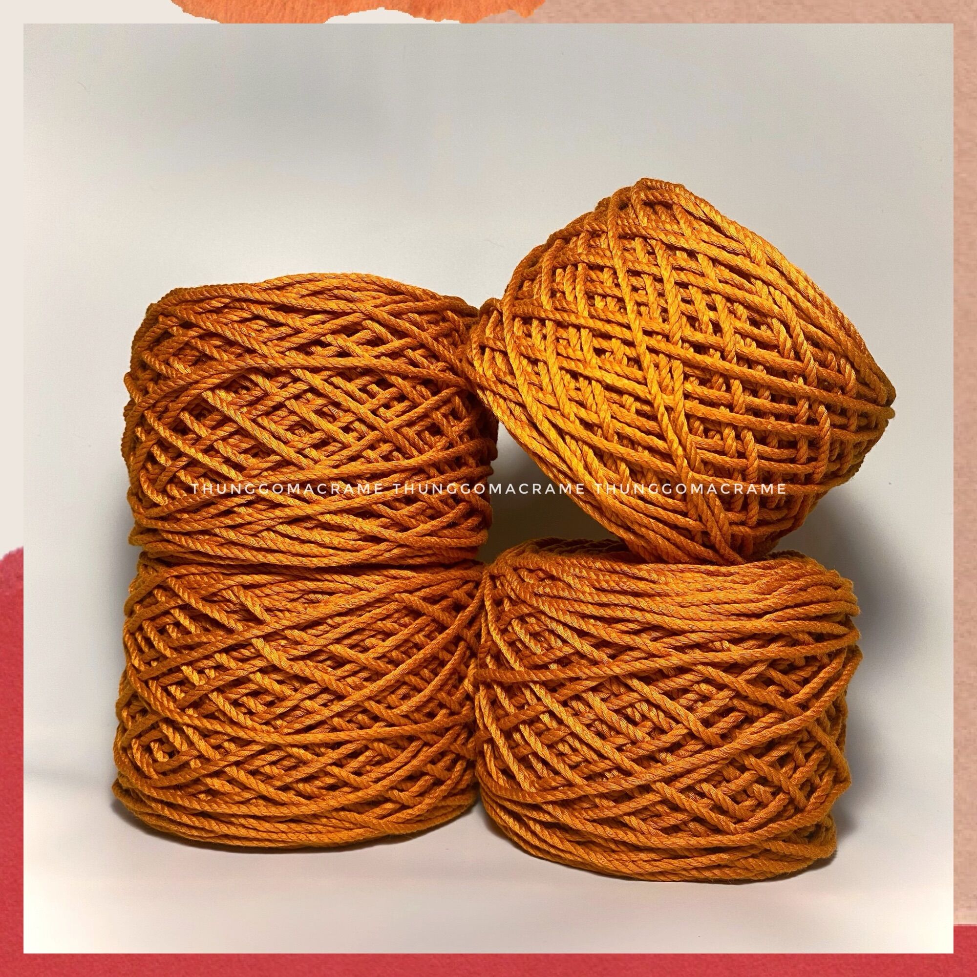 Dây thừng macrame màu Cam cháy 3mm 5mm