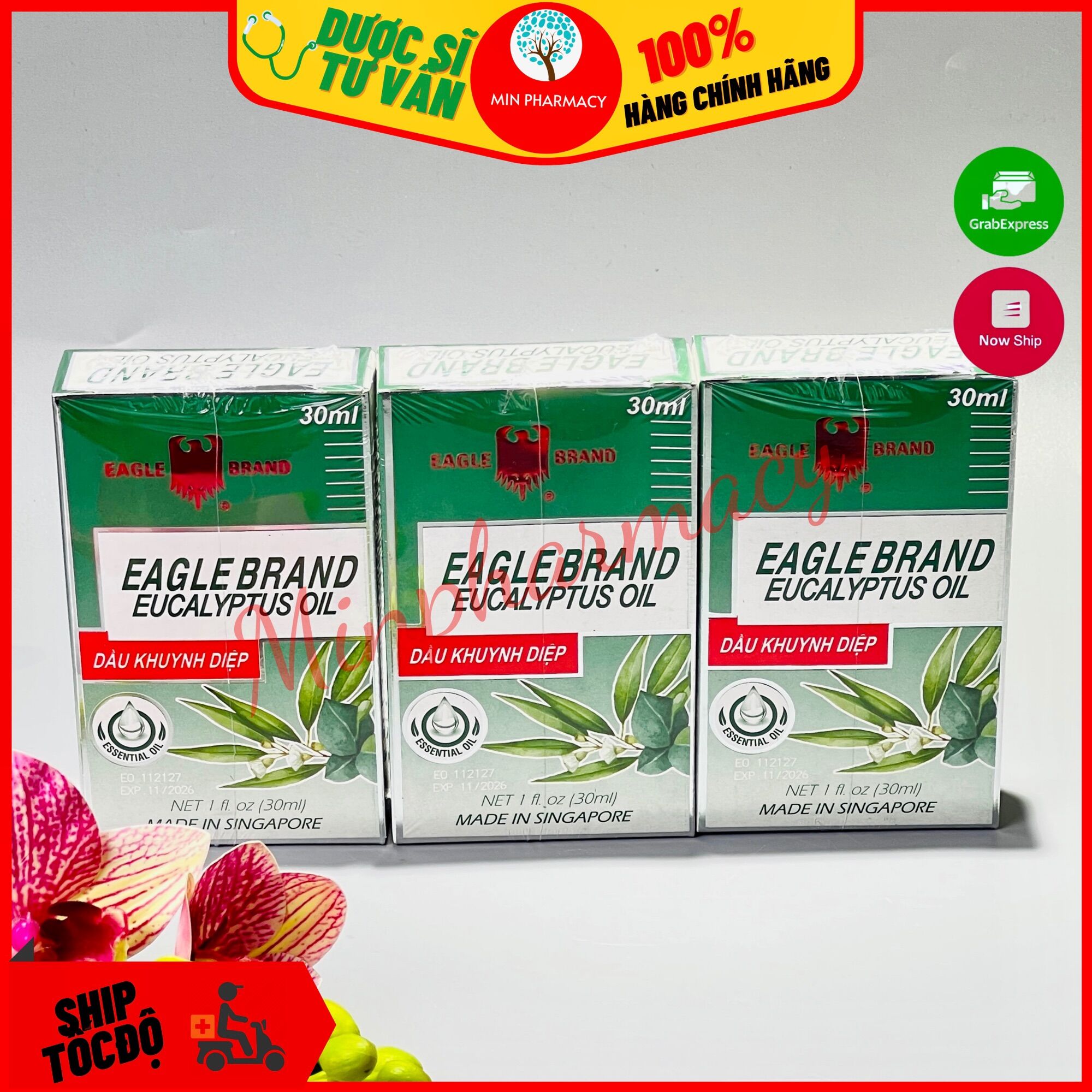 Dầu Khuynh Diệp Con Ó EAGLE BRAND SINGARPORE 2 NẮP Chai 30ml - Minpharmacy