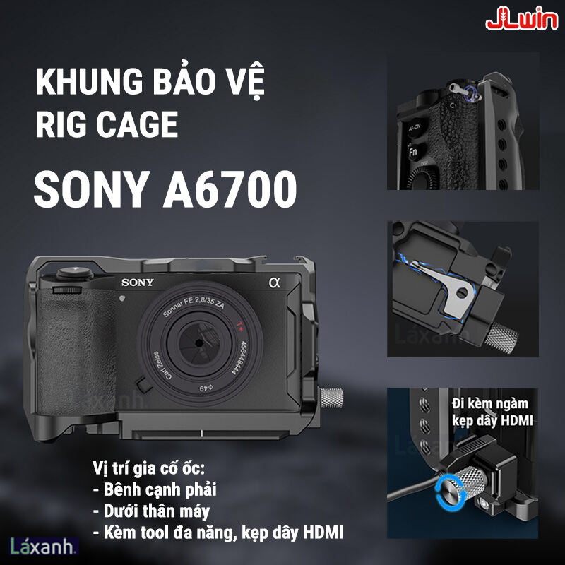 Sony A6700 Poyinco | Khung bảo vệ rig cage lồng máy ảnh quay video bảo vệ handcase grip lplate đế sắ