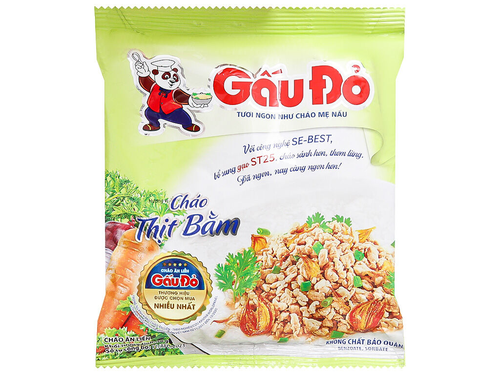 Thùng 50 gói cháo thịt bằm Gấu Đỏ 50g