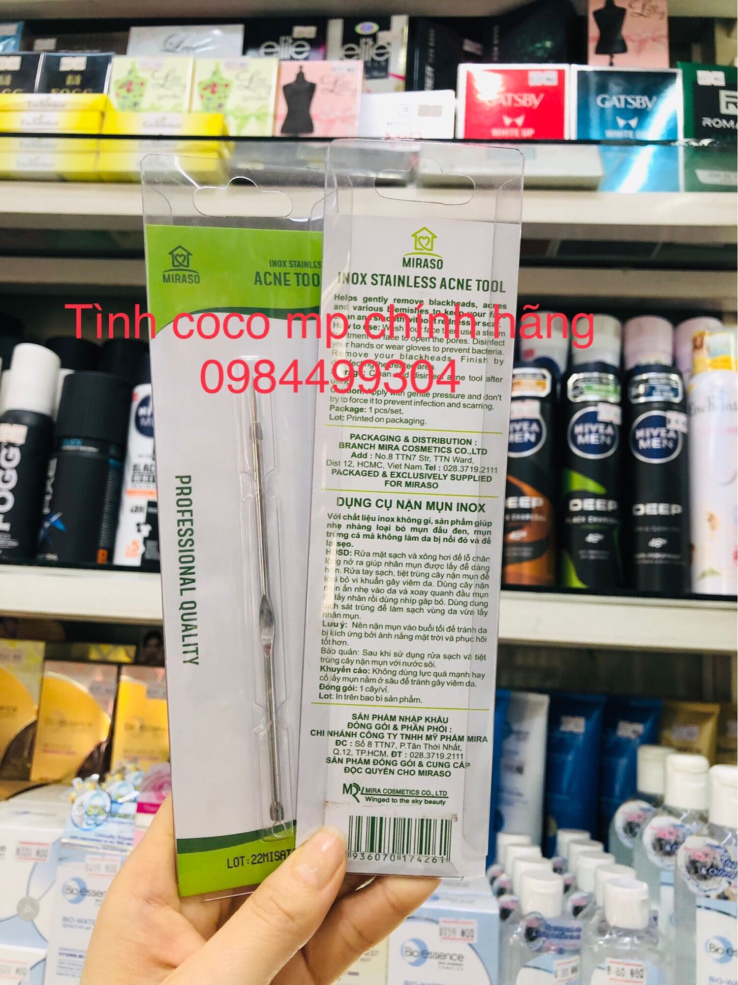 Que nặn mụn, cây nặn mụn Miraso Hàn quốc-Combo 2 cây