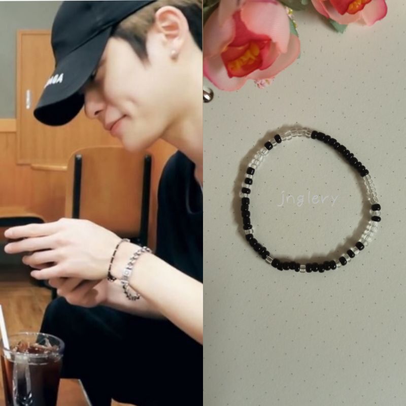 Vòng tay hạt cườm Inspired Jaehyun NCT | Vòng tay cheap moment Idol Kpop màu đen