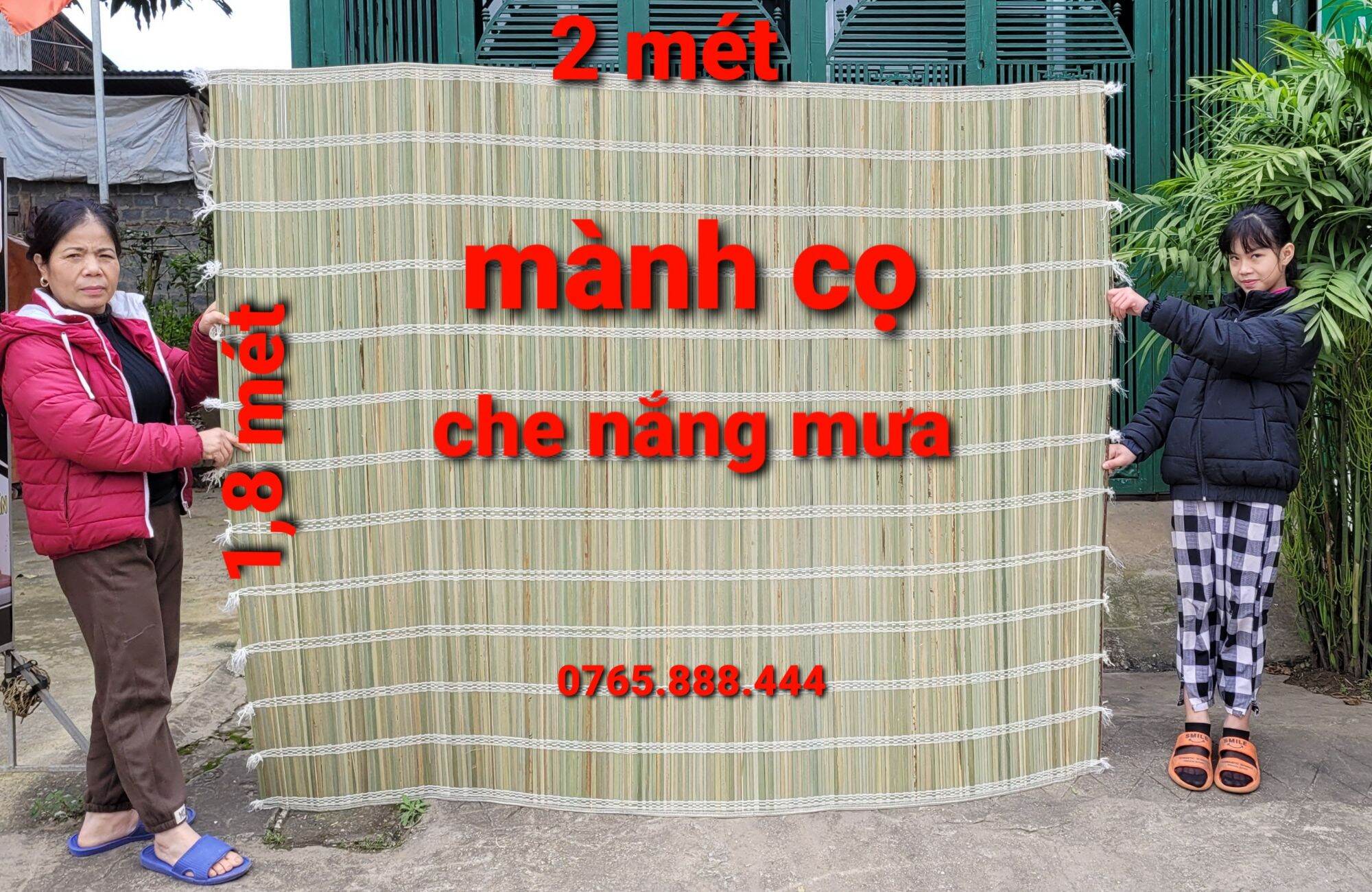 Mành cọ giá rẻ1,8x2 mét che nắng che mưa, mành trang trí tết
