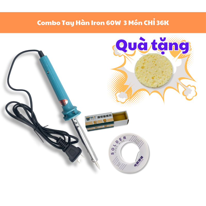 Mỏ hàn thiếc, tay hàn nhiệt, mỏ hàn chì mini cầm tay iron 220v 60w hàn mạch linh kiện điện tử