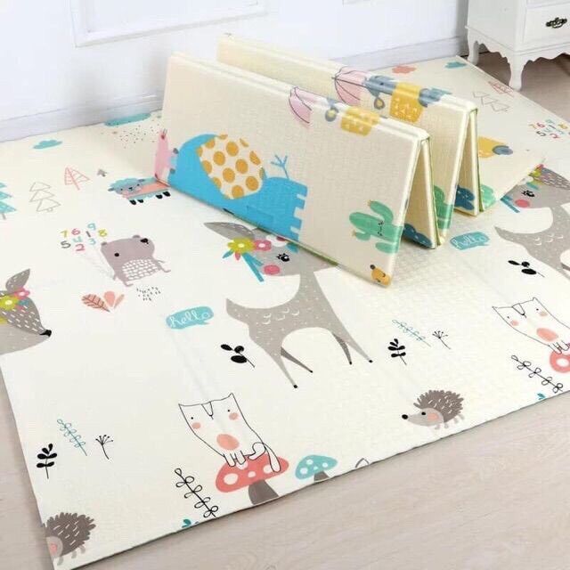 Thảm xốp gấp gọn xpe lót sàn 2 mặt cho bé tập bò chống ngã chống thấm