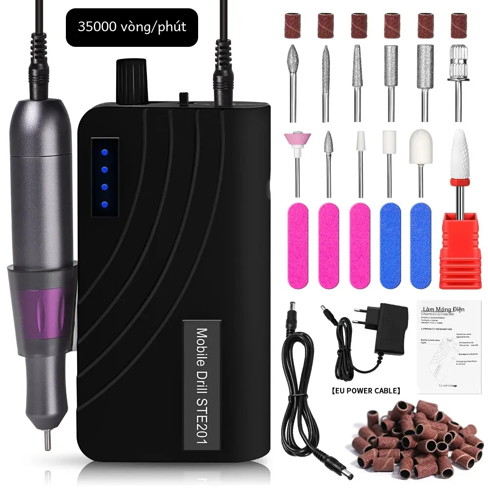 35000 vòng/phút sạc điện nail khoan máy di động bộ dụng cụ làm móng tay cho gel ba lan móng tay nghệ thuật chất liệu acrylic salon dụng cụ