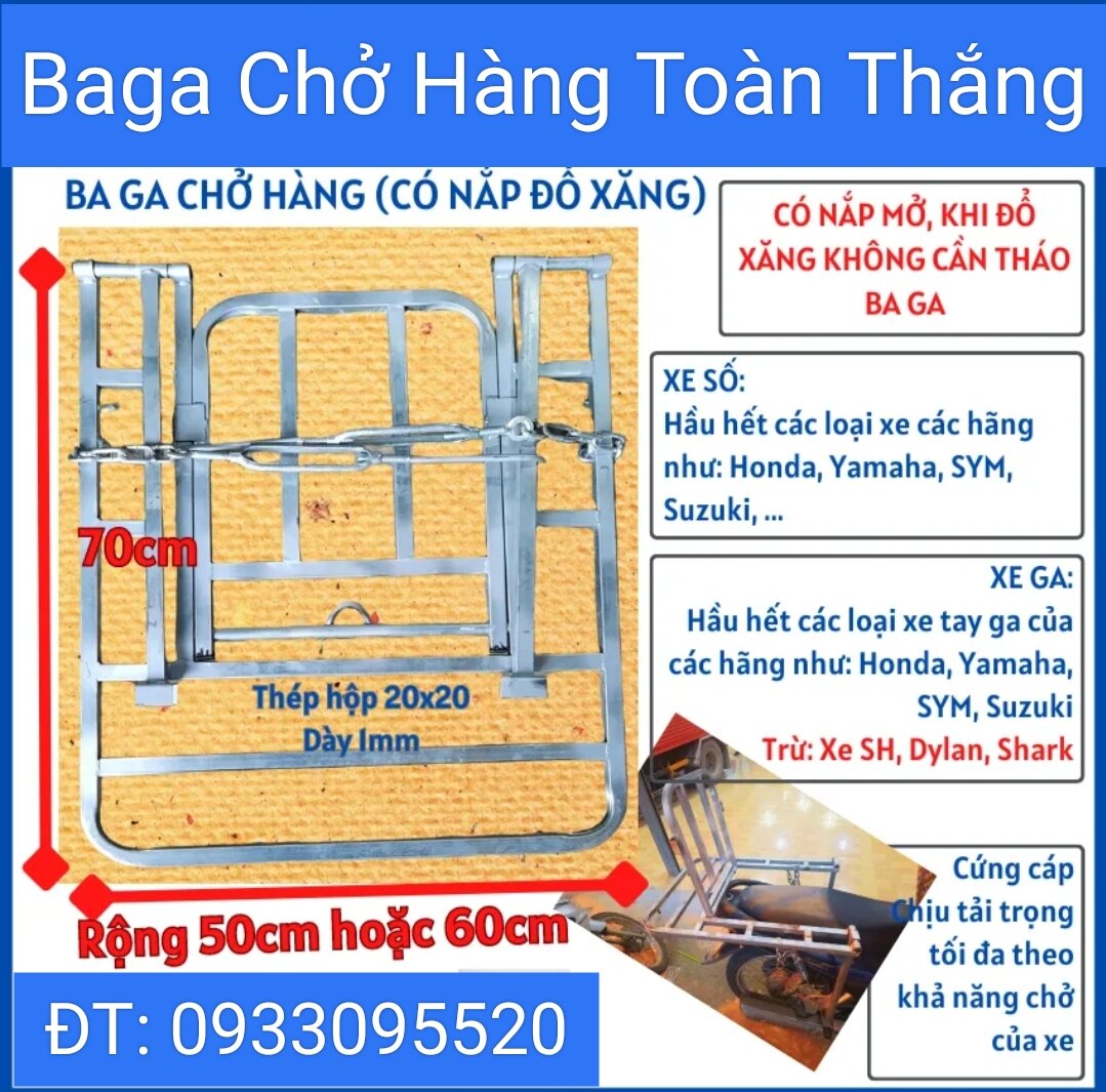 Baga chở hàng mở cốp đổ xăng cho nhiều loại xe