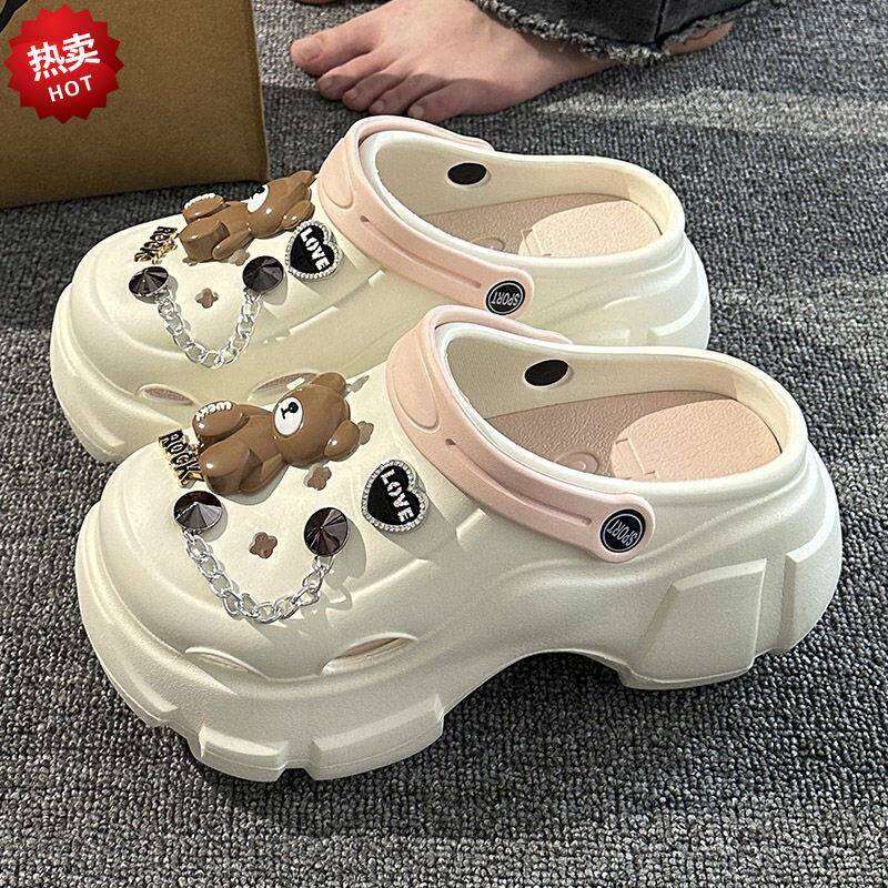 Giày Sandal Lười Búp Bê May DIY Mùa Hè Giày Thường Ngày Cao Gót Đế Bằng Đế PVC Giày Thường Ngày Cho Nữ Mùa Hè Mới Xuất Xứ