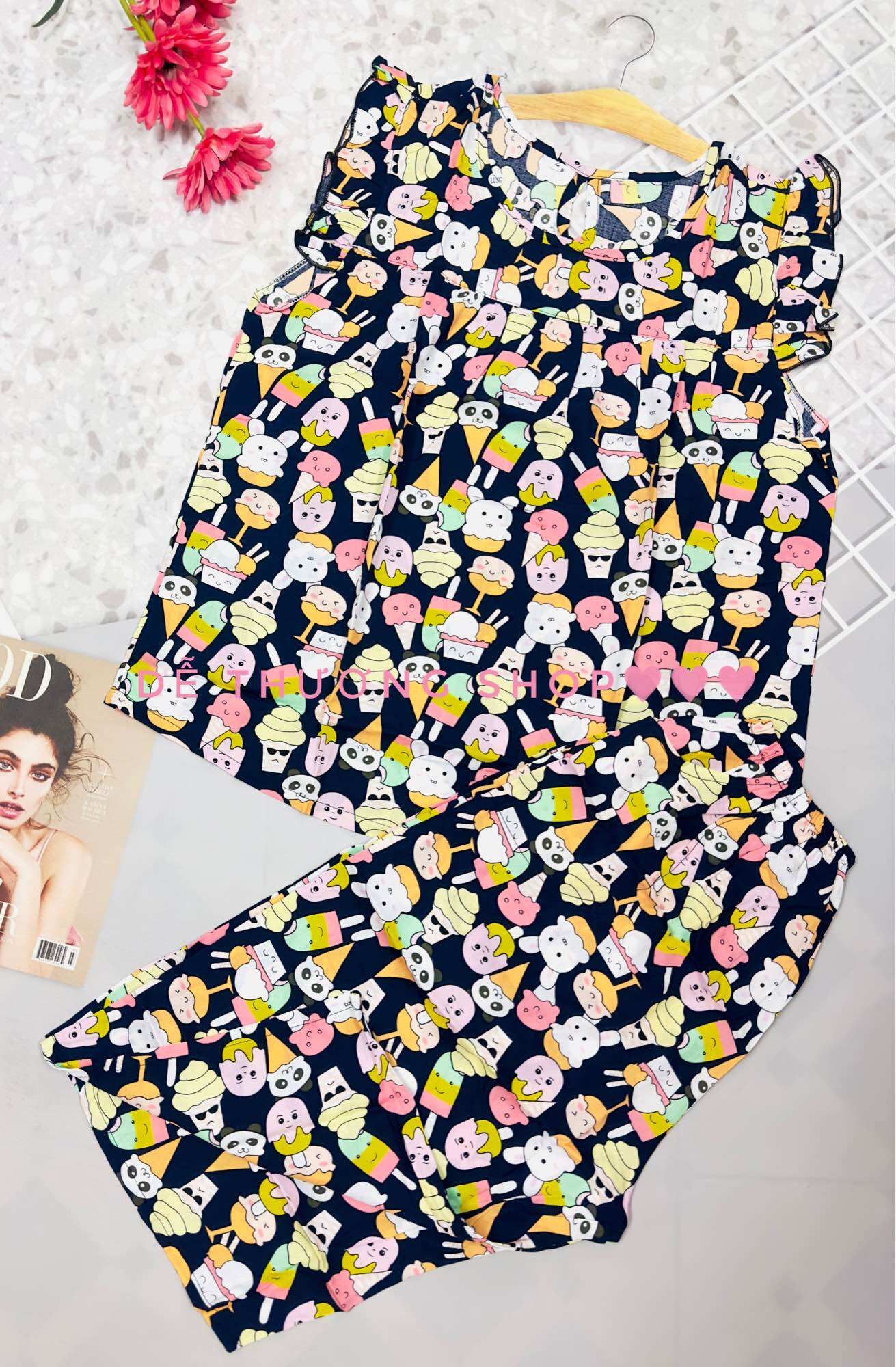 Đồ bộ lửng mặc nhà tôn lanh size 2xl từ 53-60kg