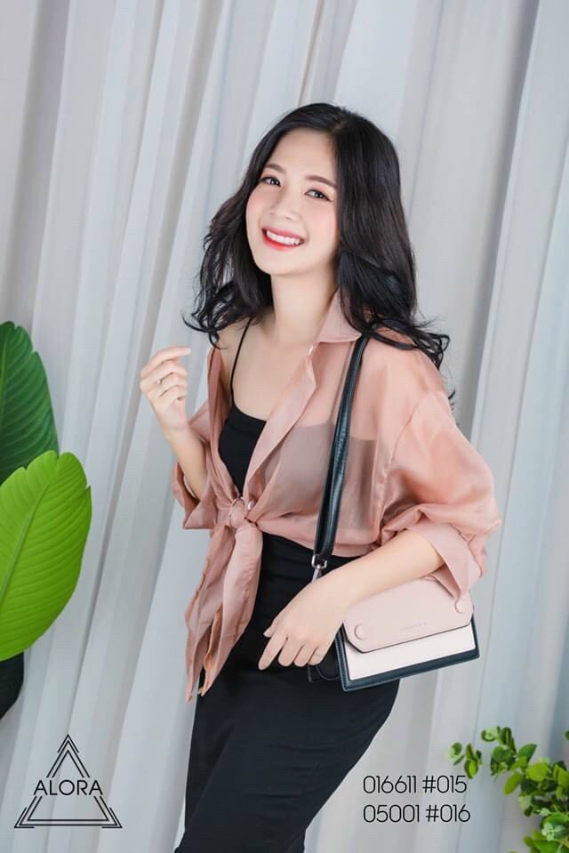 HCM áo sơ mi voan cột eo