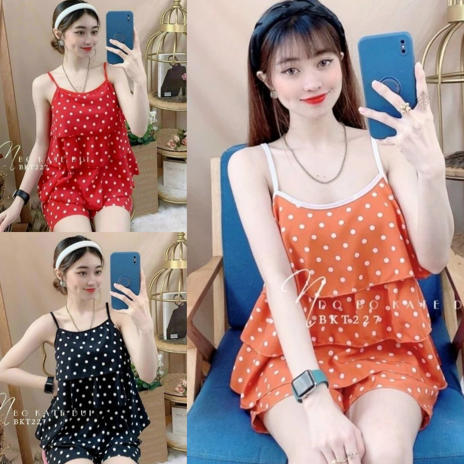 [Hcm]Cute Layered Style Women's Home Wear Made of Silk Fabric - M32